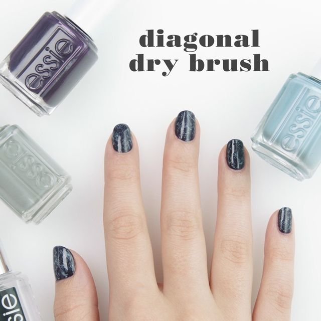 diagonal dry brush nail art