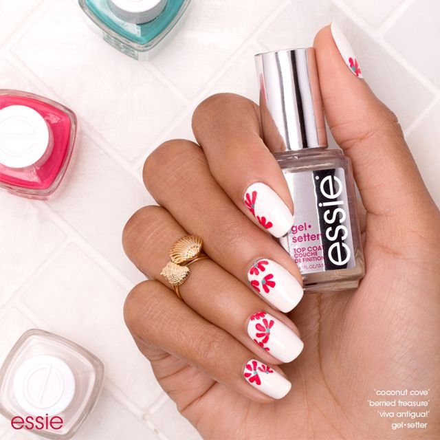 tropical bloom nail art