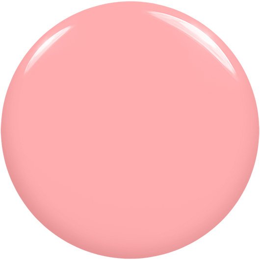 White background with round puddle of the dusty pink no prince needed essie nail polish shade