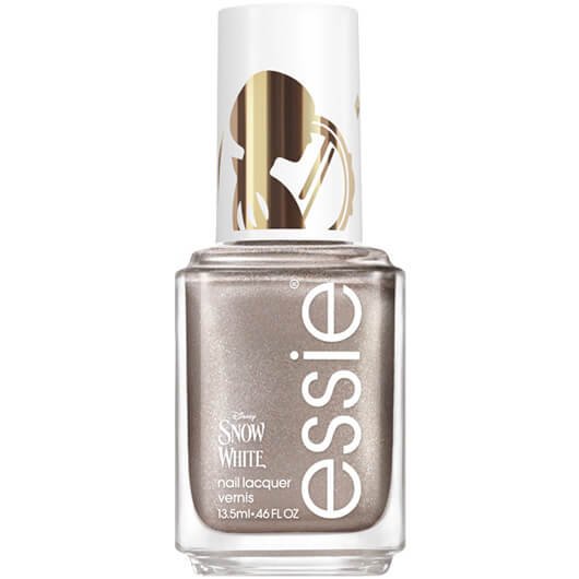 All-white background with a bottle of silvery copper reclaim the mirror essie nail polish