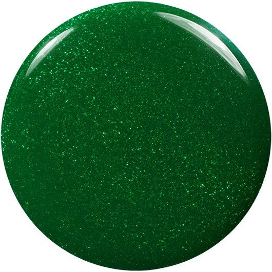 White background with large round puddle of emerald green seize the crown essie nail polish