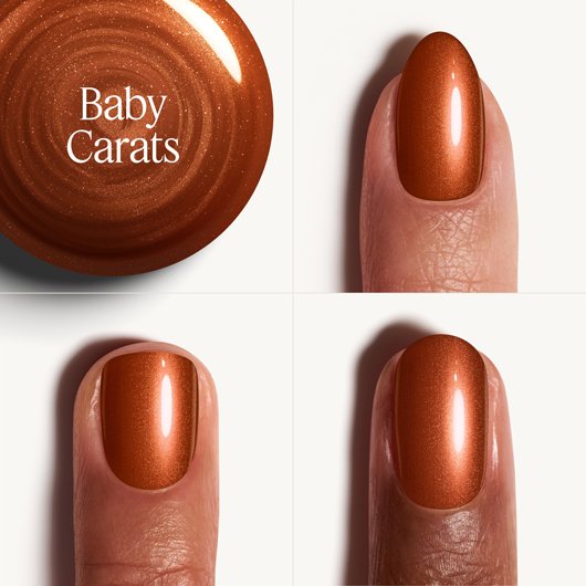 Essie Baby Carats brown nail polish shown with 3 different skintones
