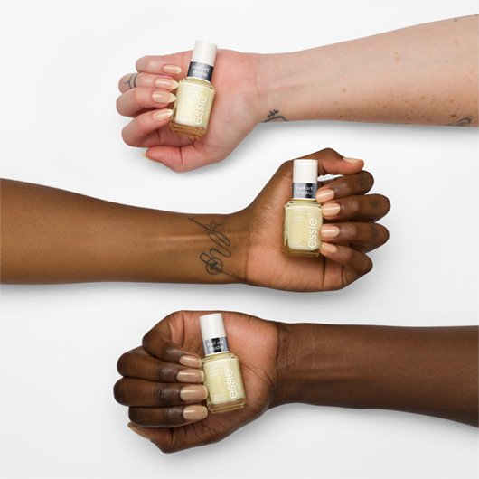 buttercup jelly jelly gloss nail polish on 3 skintones