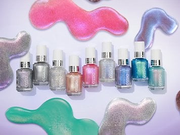 globs of polish surround 9 bottles in the special effects collection with silvery lustrous luxury