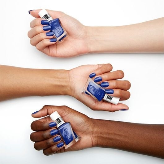 new highs electric ultramarine blue nail polish on 3 skin tones
